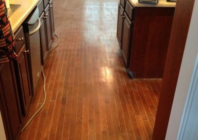 a floor before being refinished