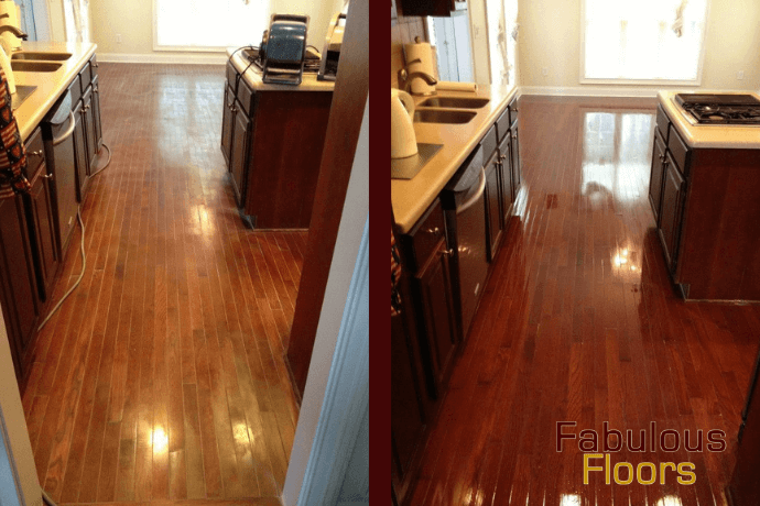 before and after hardwood floor refinishing in Middle River, MD