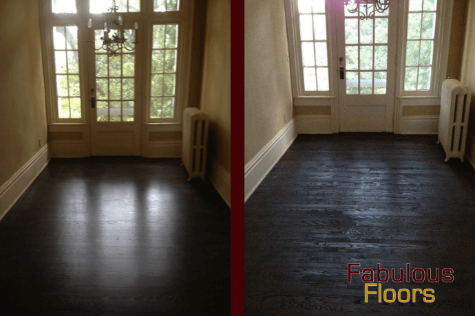 Before and after hardwood floor resurfacing in Sparrows Point, MD