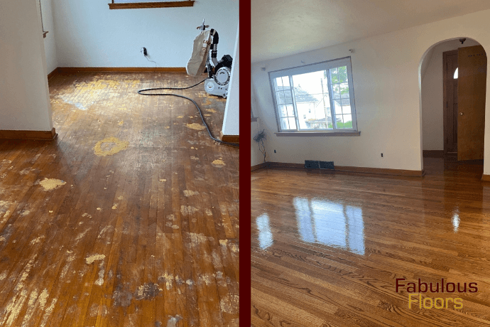 before and after hardwood refinishing in middle river, md