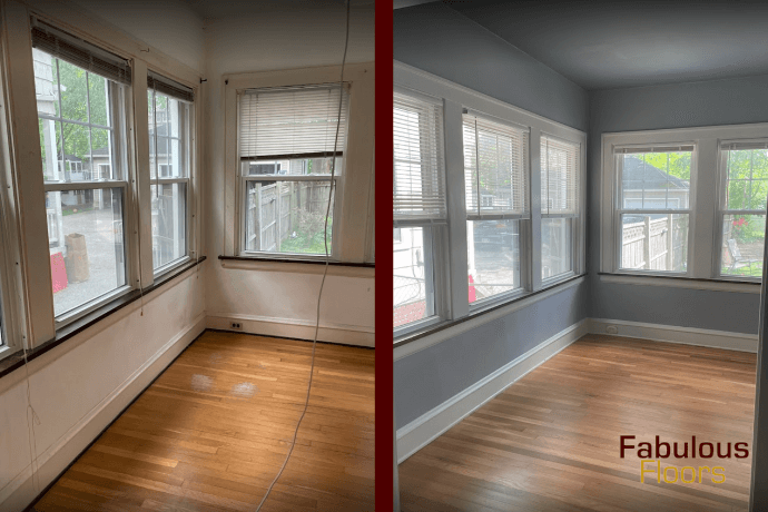 before and after hardwood refinishing in severn, md